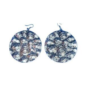 Silver Hammered Black Extra Large BOHO Hippie Bohemian Gypsy Earrings